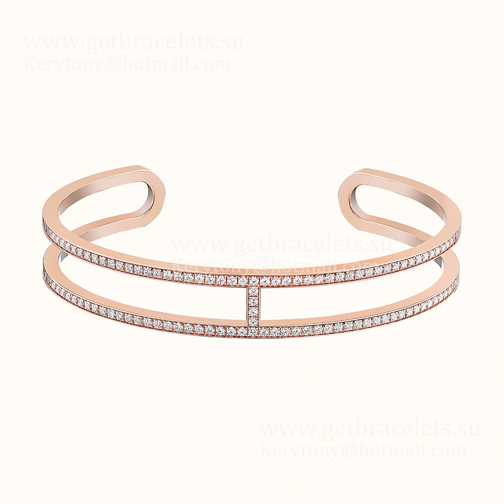 Hermes Ever Chaine D’ancre Bracelet With Pave Diamonds White Gold Pink Gold New Style