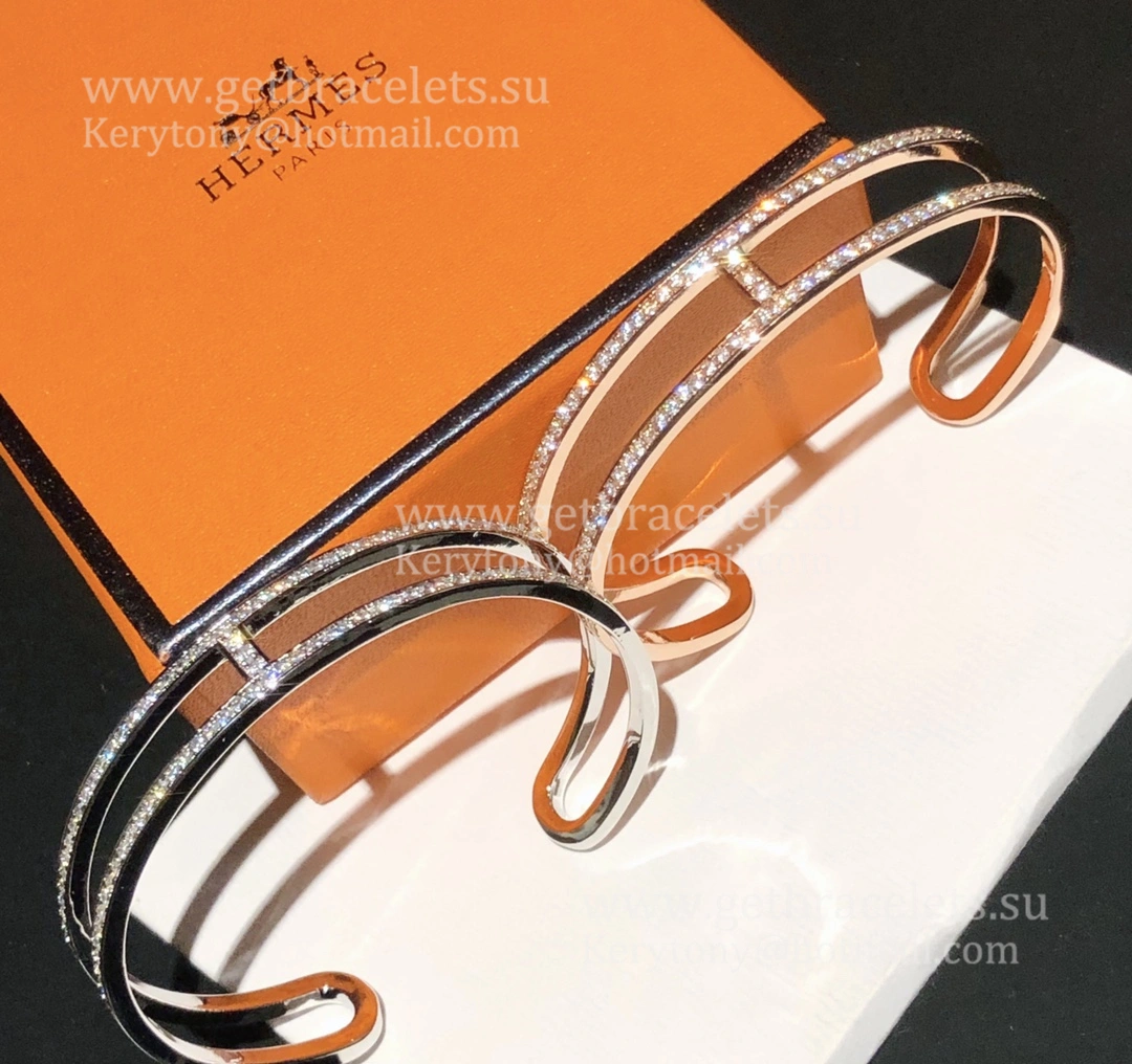 Hermes Ever Chaine D’ancre Bracelet With Pave Diamonds White Gold Pink Gold New Style