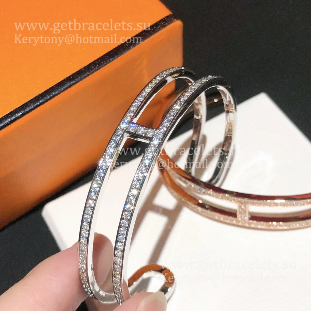 Hermes Ever Chaine D’ancre Bracelet With Pave Diamonds White Gold Pink Gold New Style