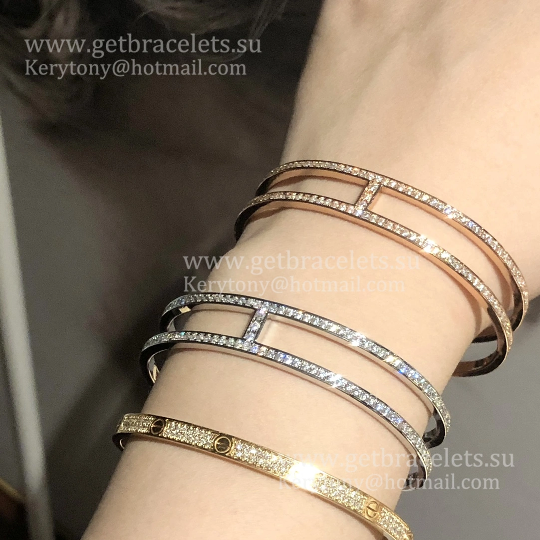 Hermes Ever Chaine D’ancre Bracelet With Pave Diamonds White Gold Pink Gold New Style