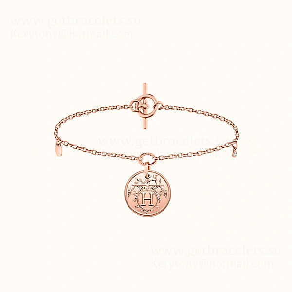 Hermes Ex-Libris Bracelet Rose Gold Party Style Lady Jewelry