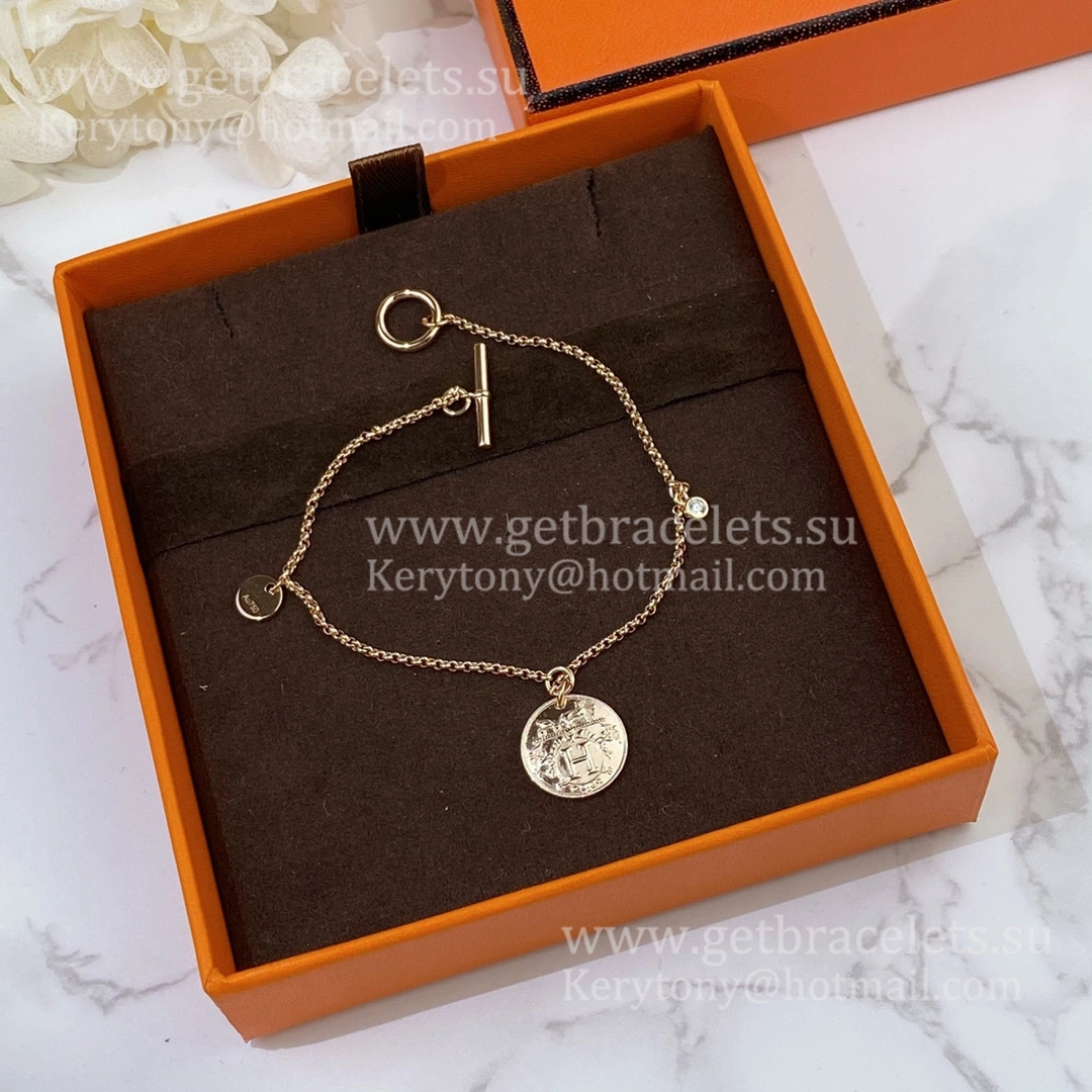 Hermes Ex-Libris Bracelet Rose Gold Party Style Lady Jewelry