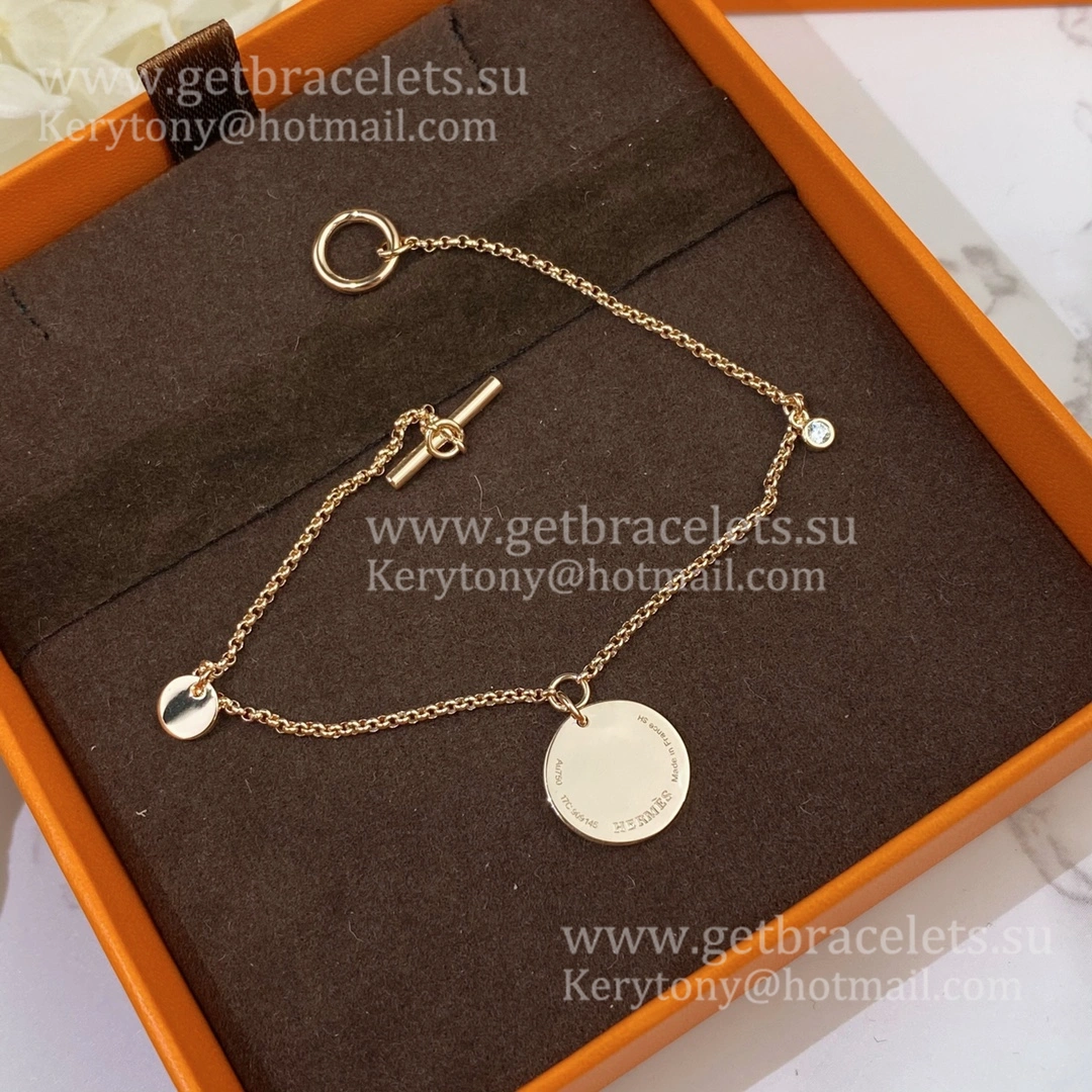 Hermes Ex-Libris Bracelet Rose Gold Party Style Lady Jewelry