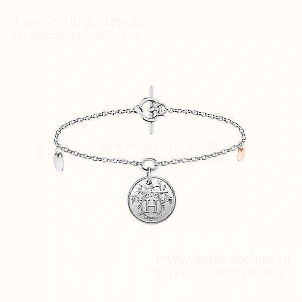 Hermes Ex-Libris Bracelet White Gold Jewelry High Quality America