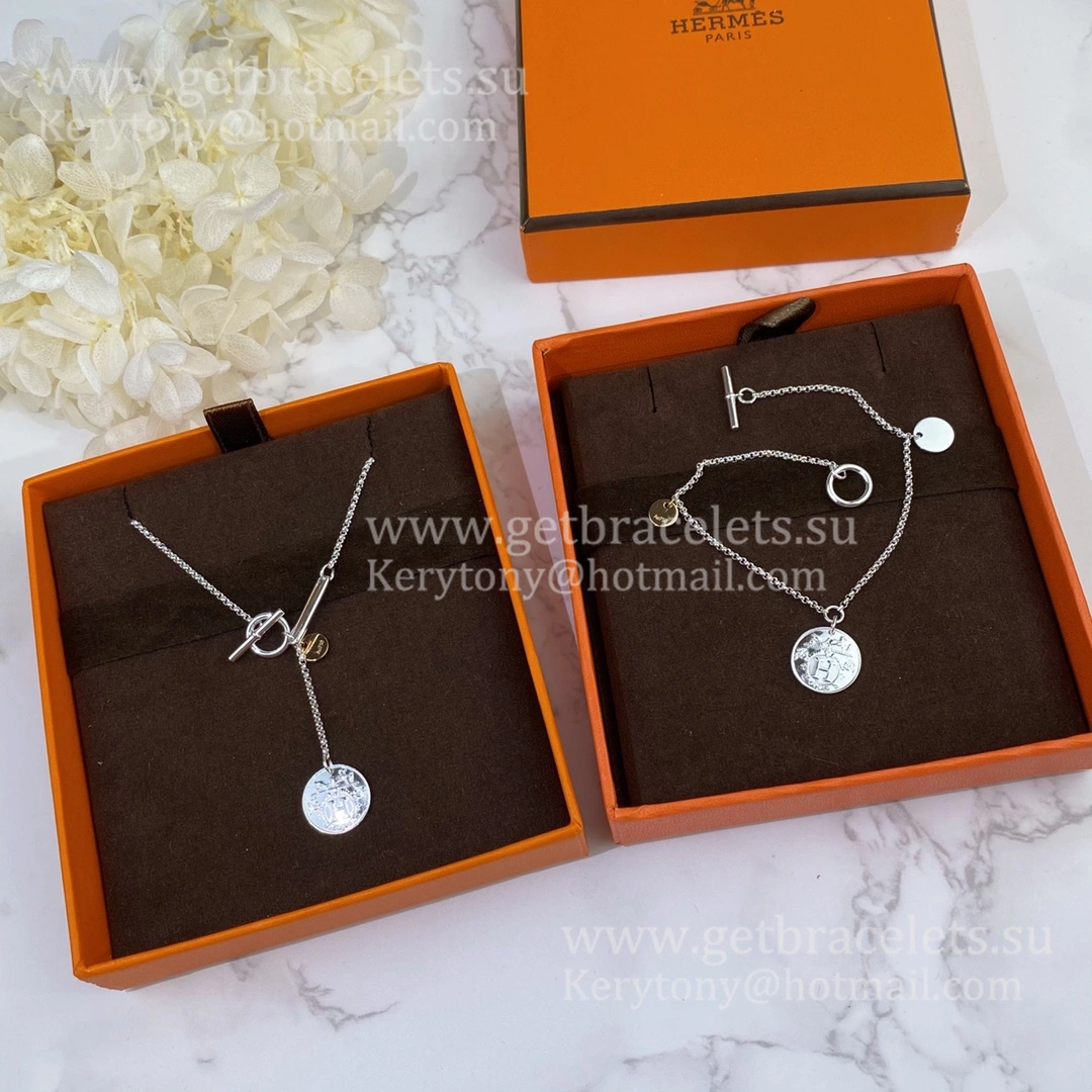 Hermes Ex-Libris Bracelet White Gold Jewelry High Quality America