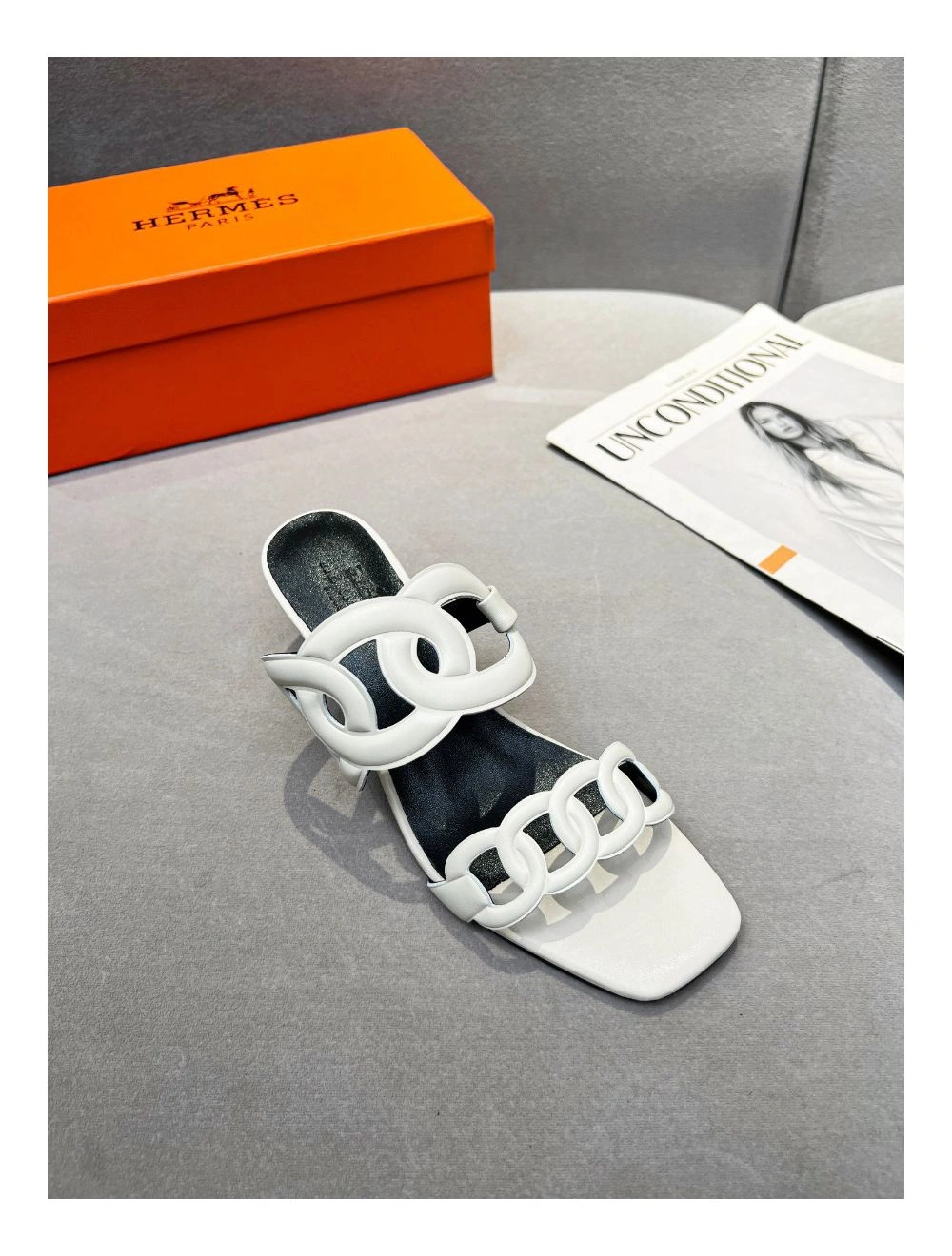 Hermes Figari 55mm Wedge Sandals In Ivory Nappa Leather