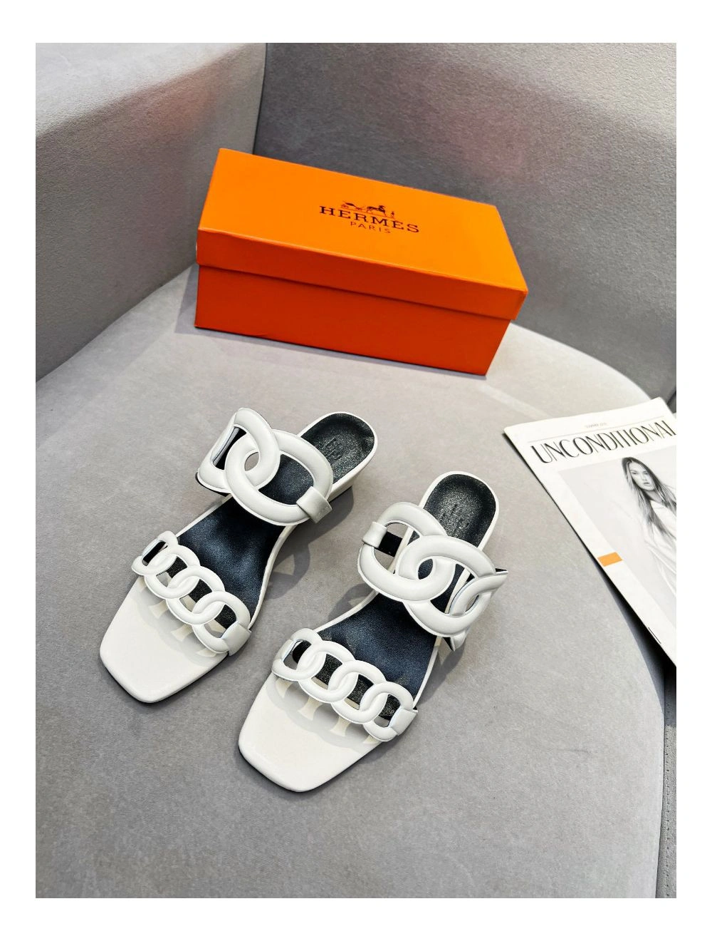 Hermes Figari 55mm Wedge Sandals In Ivory Nappa Leather