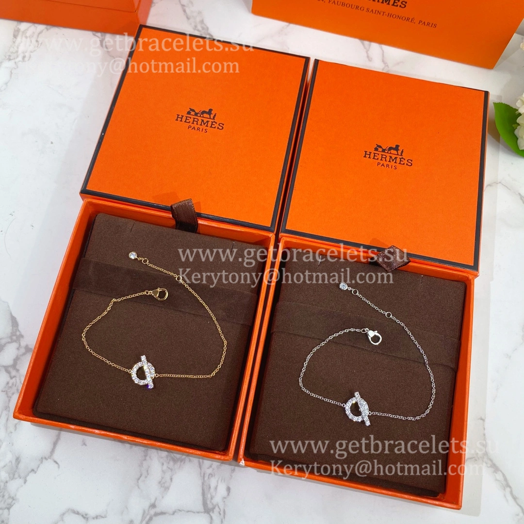 Hermes Finesse Bracelet Rose Gold with Diamonds Newest Design Women Jewelry