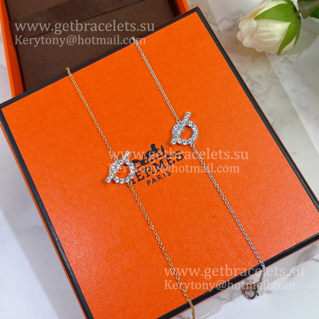 Hermes Finesse Bracelet Rose Gold with Diamonds Newest Design Women Jewelry