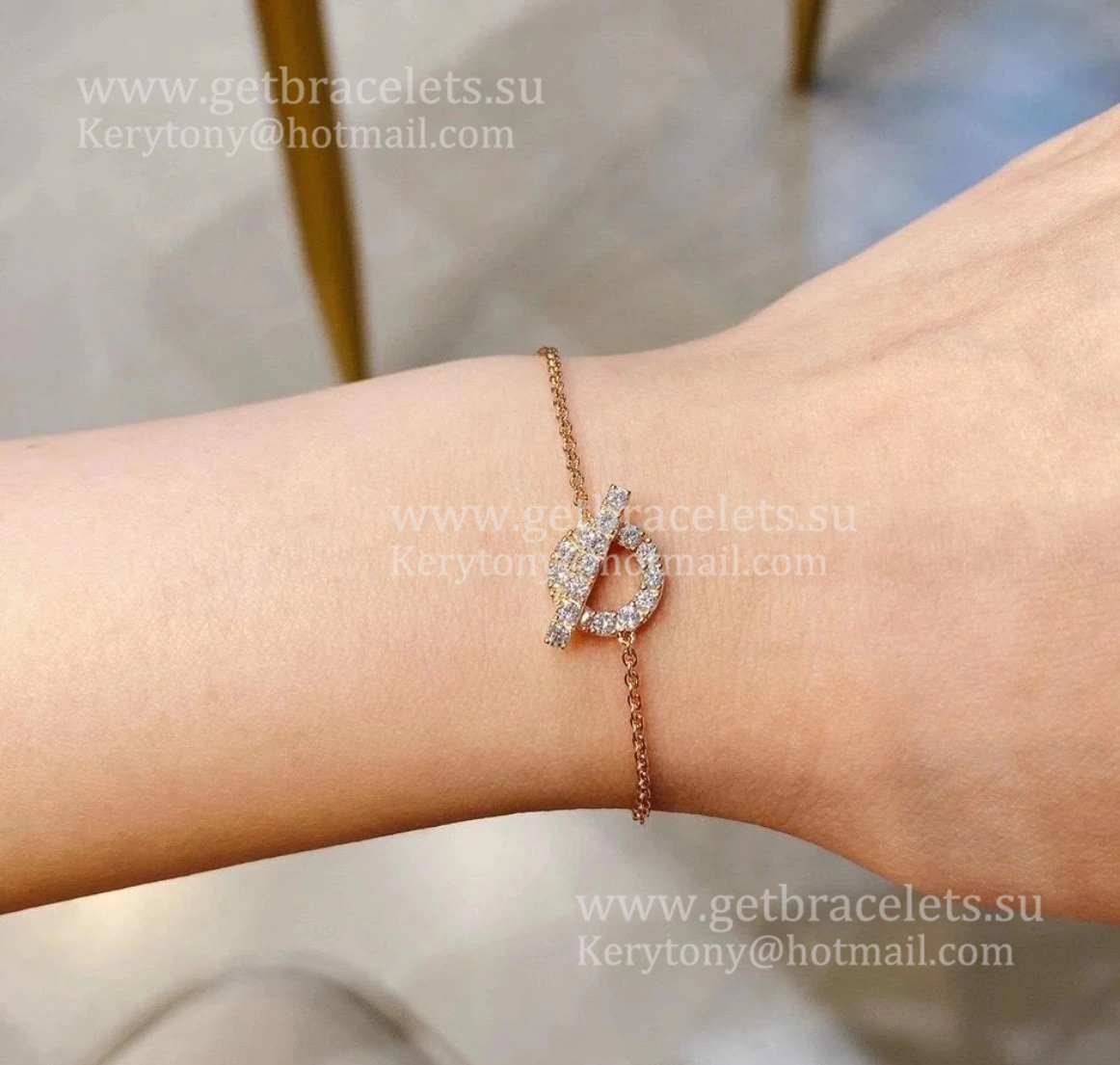 Hermes Finesse Bracelet Rose Gold with Diamonds Newest Design Women Jewelry