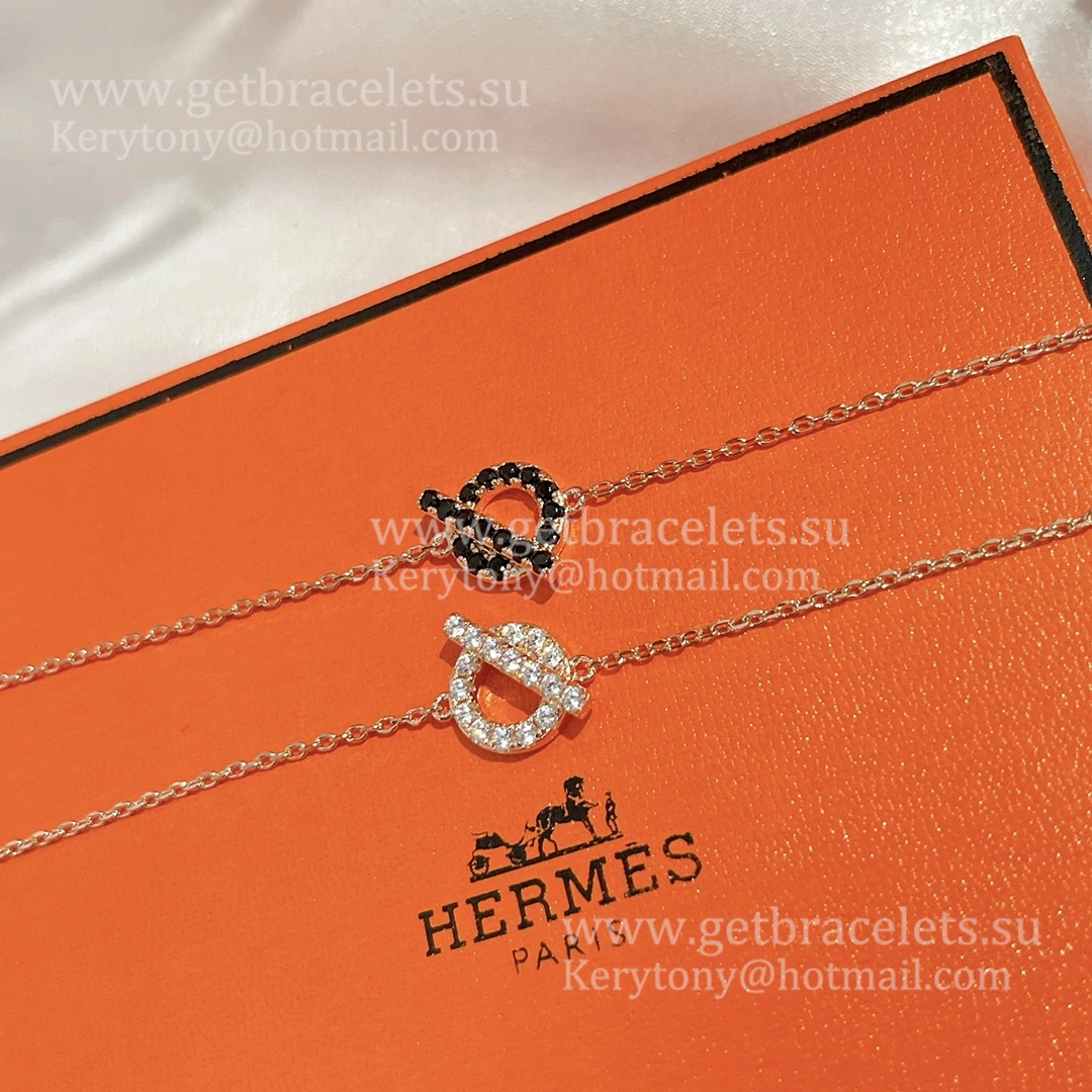 Hermes Finesse Bracelet in Rose Gold and Black Spinel Gemstones US Sale Women Jewelry