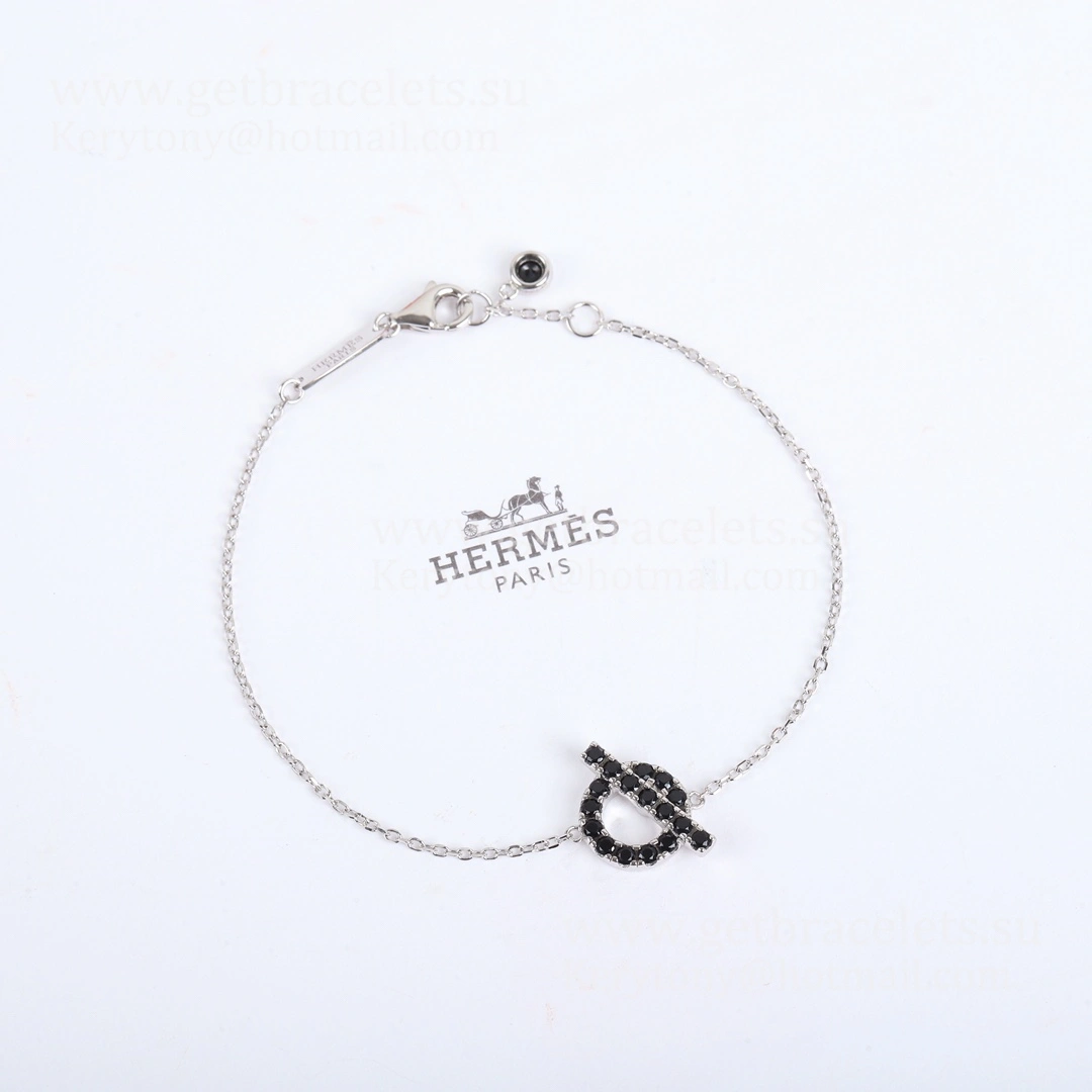 Hermes Finesse Bracelet in White Gold and Black Spinel Gemstones For Sale Online