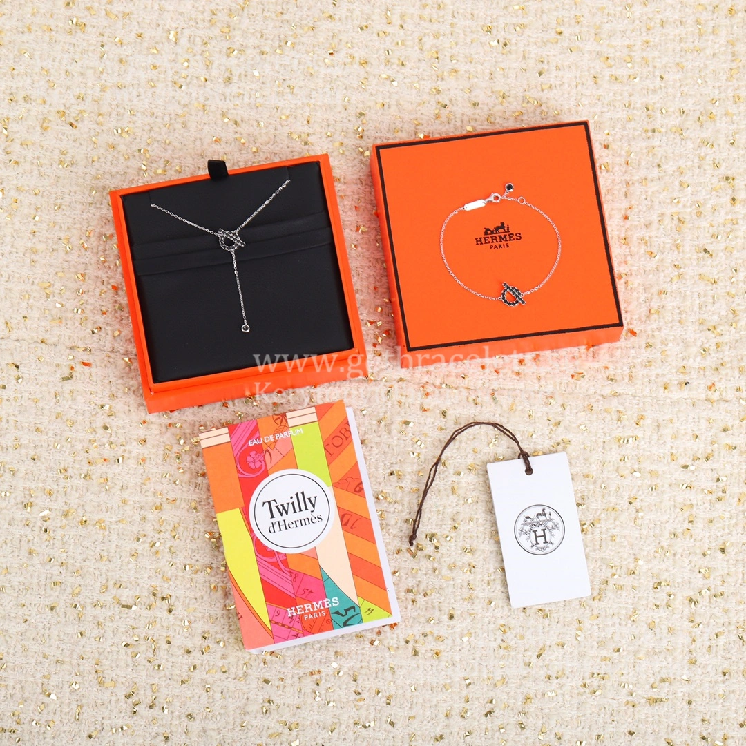 Hermes Finesse Bracelet in White Gold and Black Spinel Gemstones For Sale Online