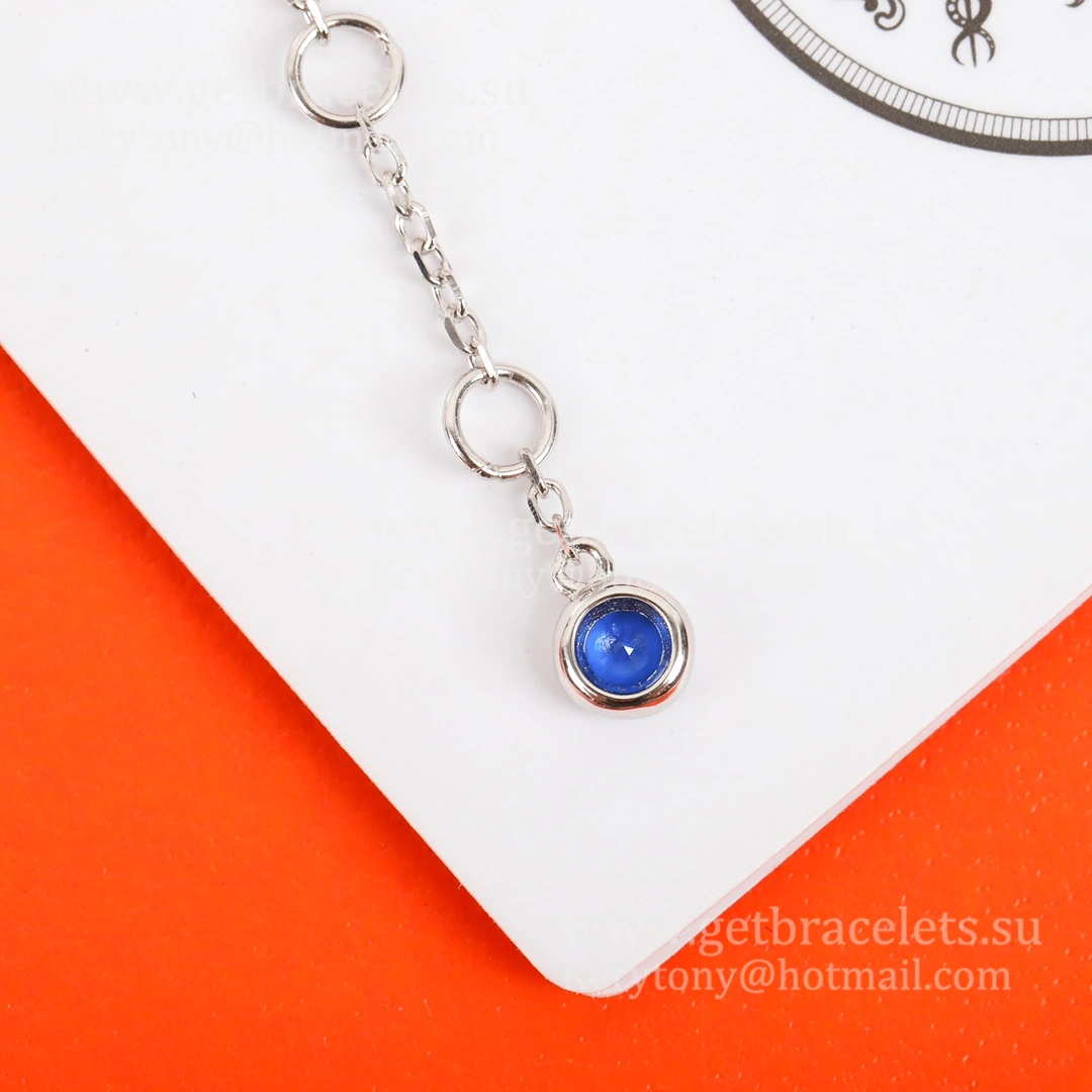 Hermes Finesse Bracelet with Blue Spinel Gemstones White Gold Price Online Replica