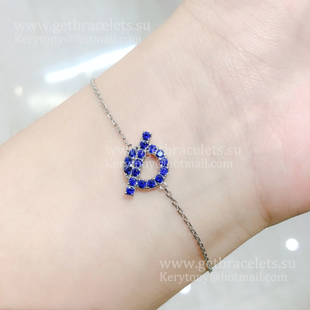 Hermes Finesse Bracelet with Blue Spinel Gemstones White Gold Price Online Replica
