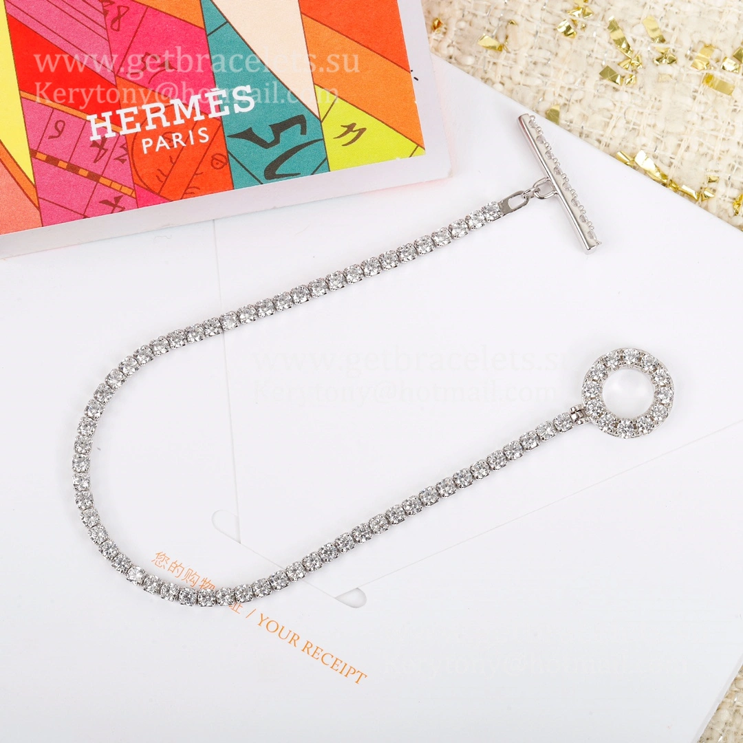 Hermes Finesse Link Bracelet White Gold With Pave Diamonds Disruptive Design