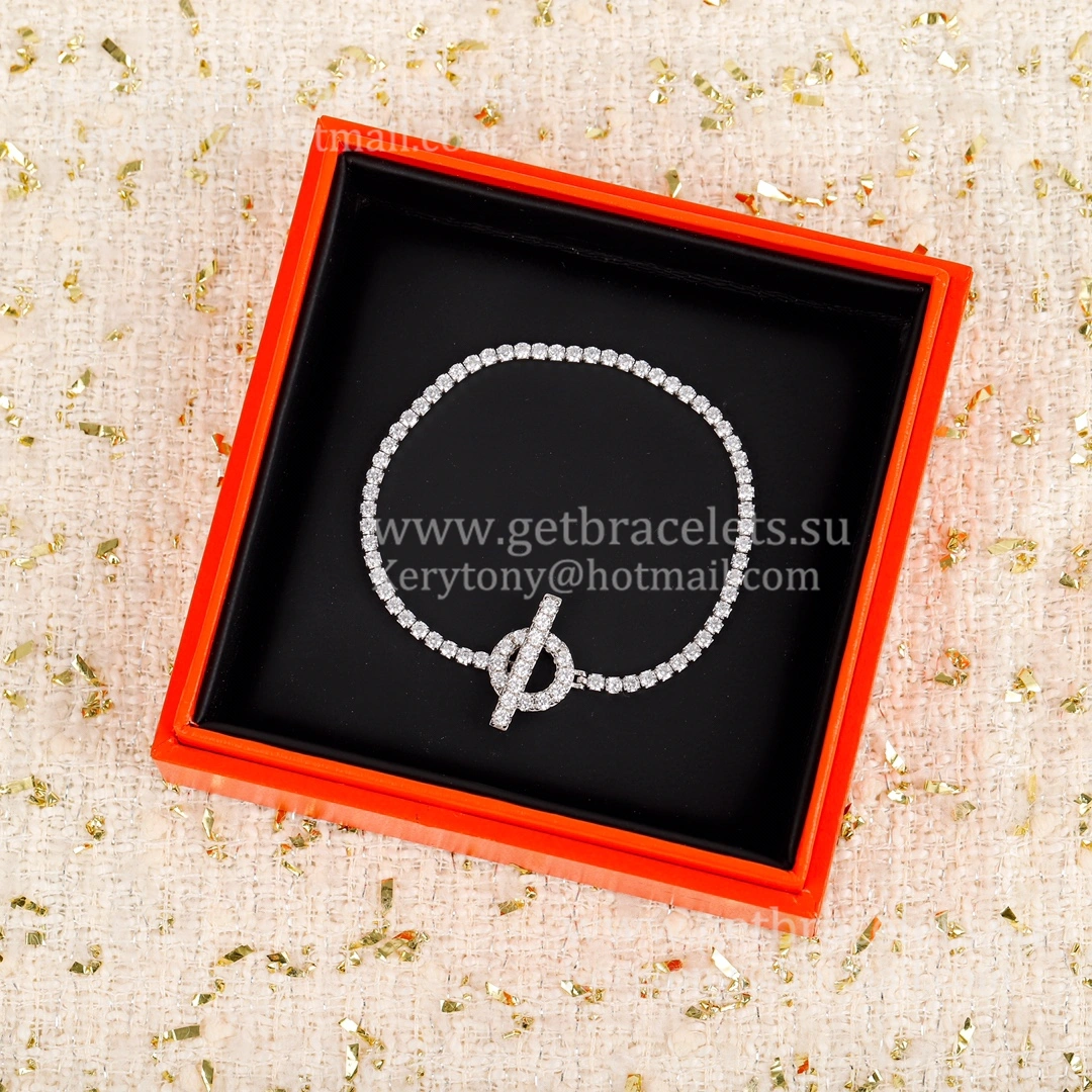 Hermes Finesse Link Bracelet White Gold With Pave Diamonds Disruptive Design