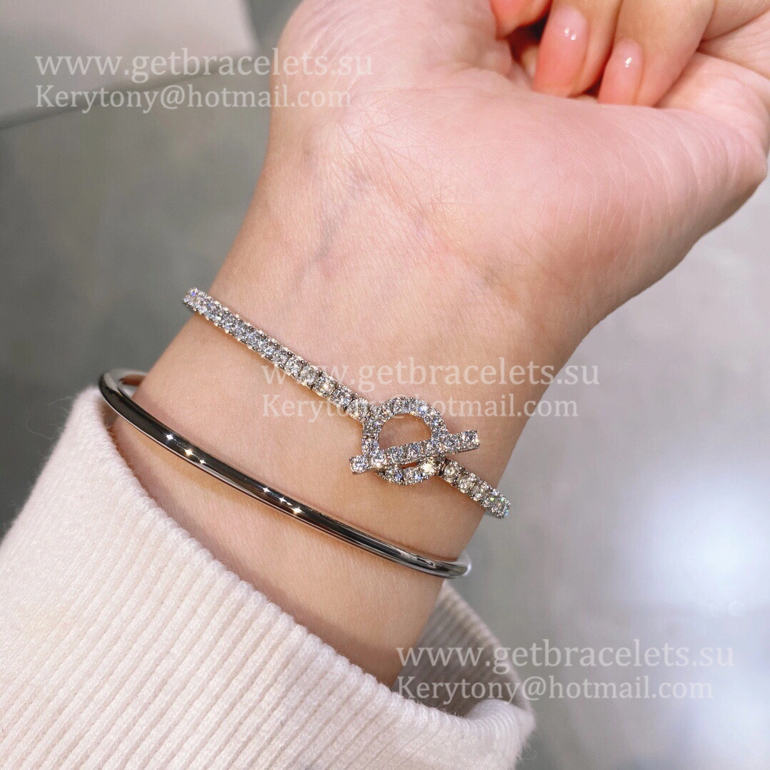 Hermes Finesse Link Bracelet White Gold With Pave Diamonds Disruptive Design