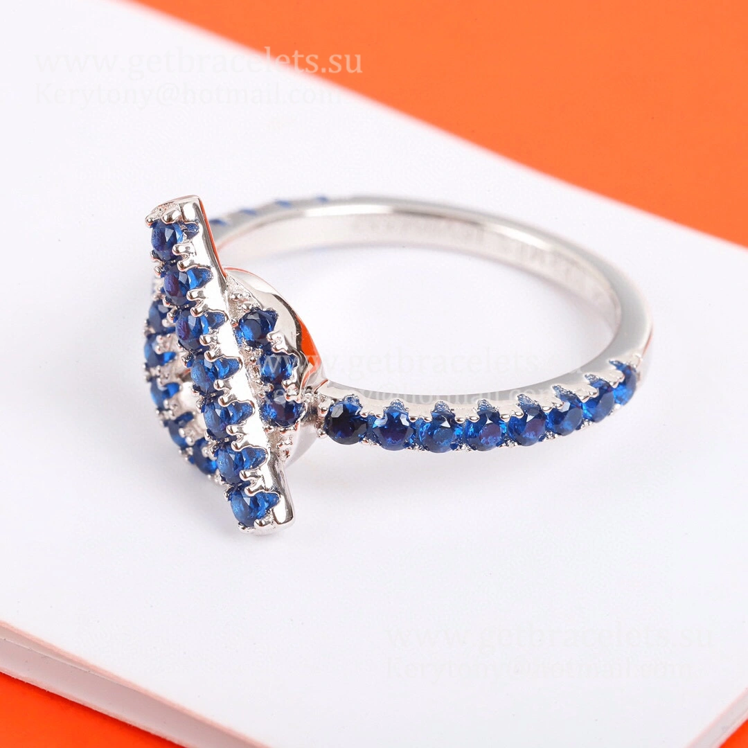 Hermes Finesse Ring with Blue Spinel Gemstones White Gold Gift High-End Fine Women