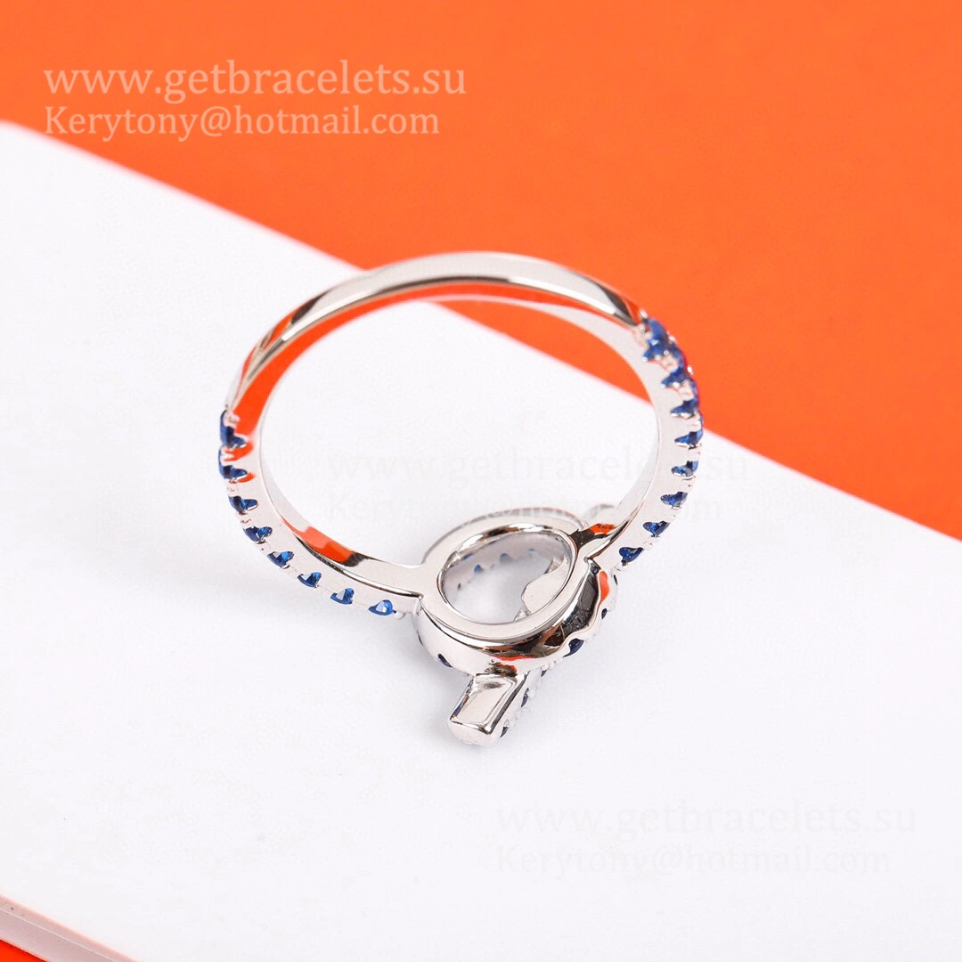 Hermes Finesse Ring with Blue Spinel Gemstones White Gold Gift High-End Fine Women
