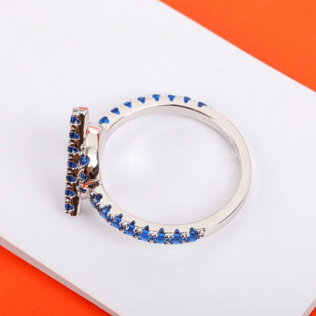 Hermes Finesse Ring with Blue Spinel Gemstones White Gold Gift High-End Fine Women
