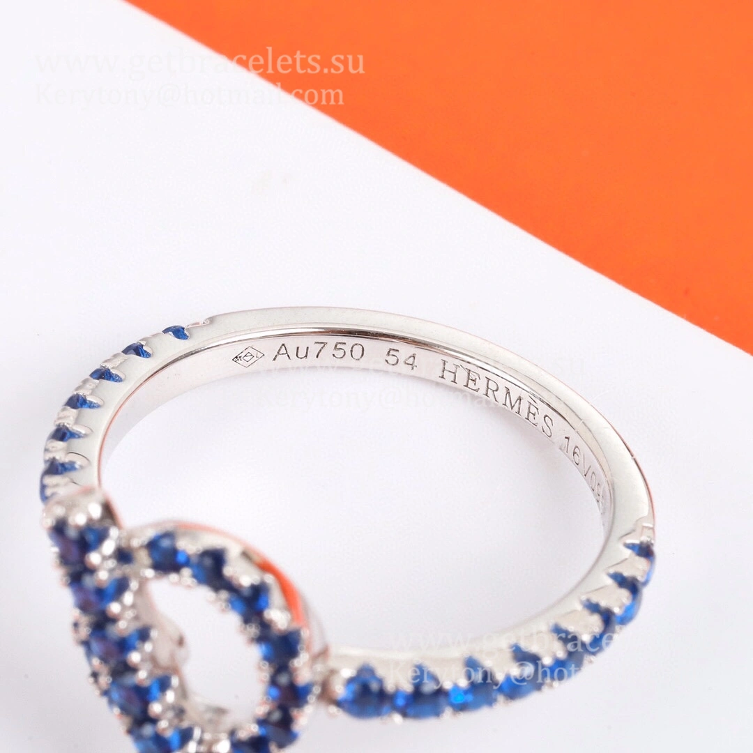 Hermes Finesse Ring with Blue Spinel Gemstones White Gold Gift High-End Fine Women