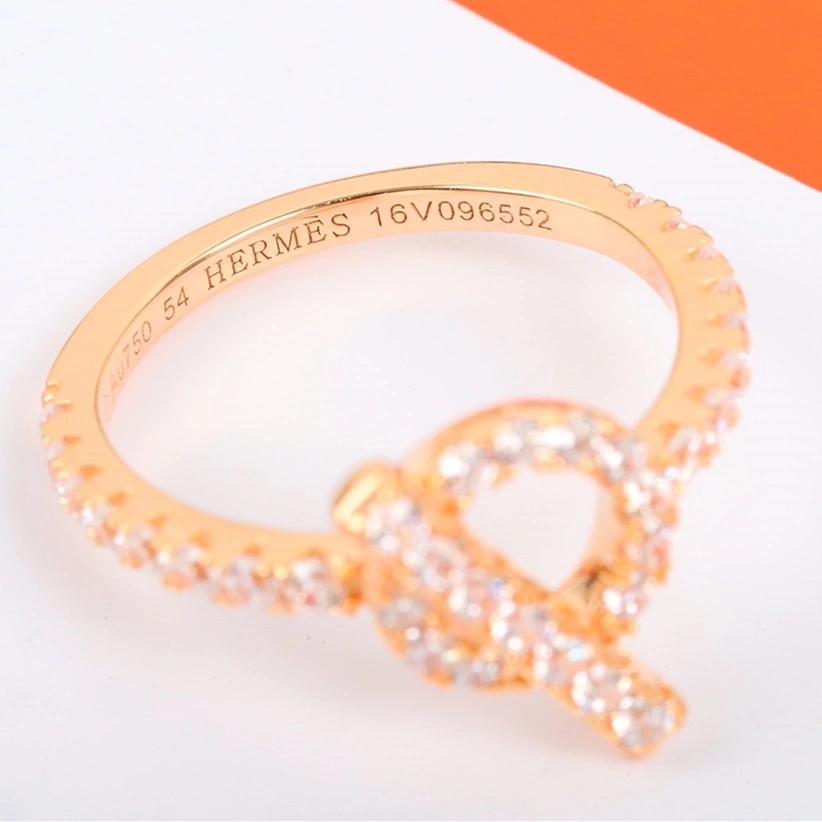 Hermes Finesse Ring with Diamonds Rose Gold White Gold Fashion Women Jewelry