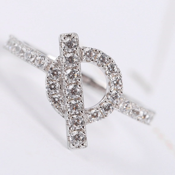 Hermes Finesse Ring with Diamonds Rose Gold White Gold Fashion Women Jewelry