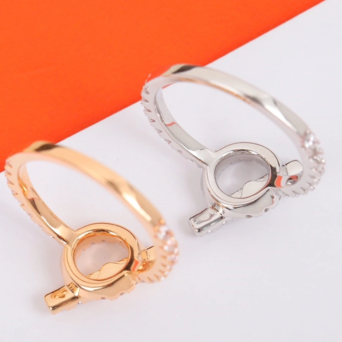 Hermes Finesse Ring with Diamonds Rose Gold White Gold Fashion Women Jewelry