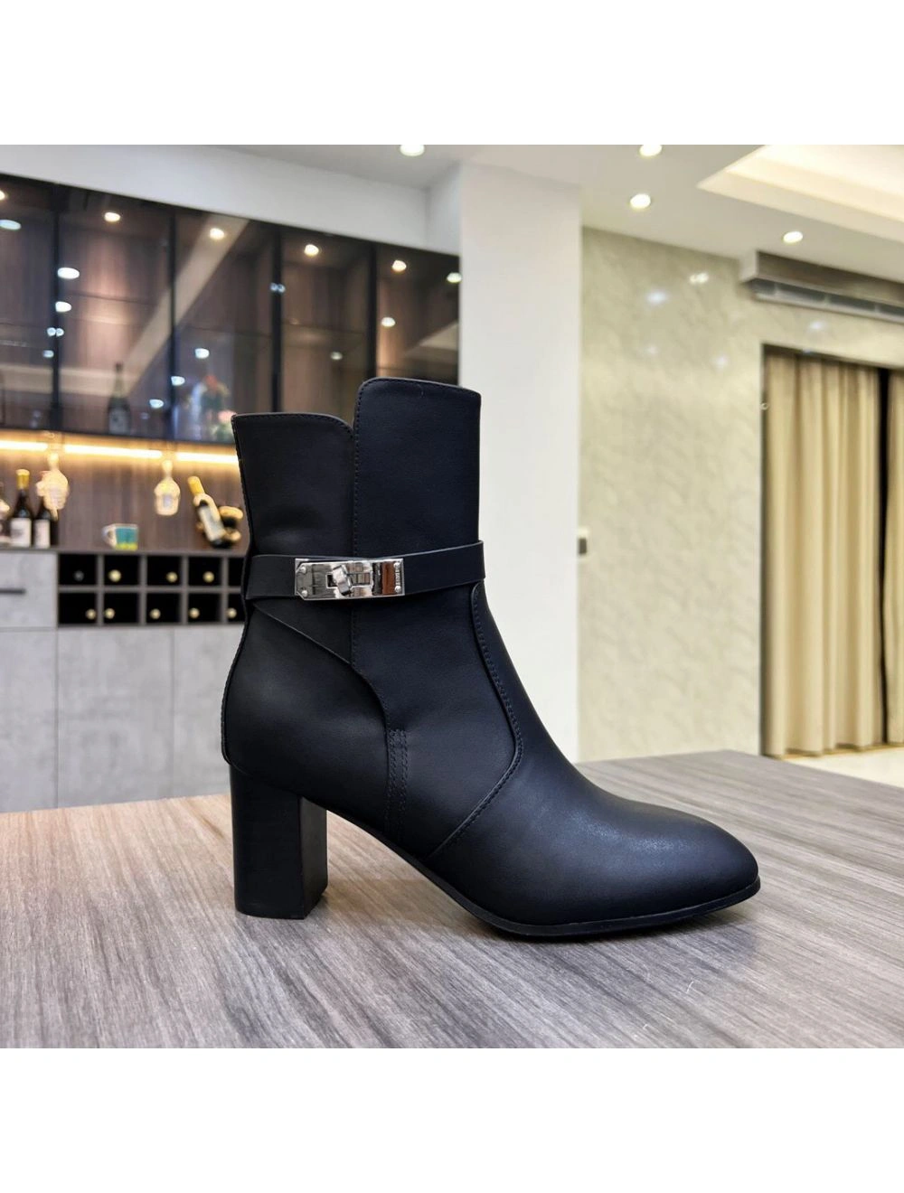 Hermes Frenchie 50mm Ankle Boots In Black Calfskin