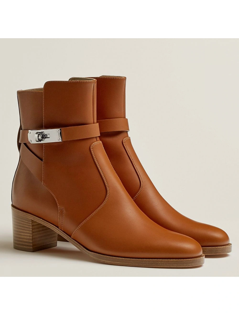 Hermes Frenchie 50mm Ankle Boots In Brown Calfskin