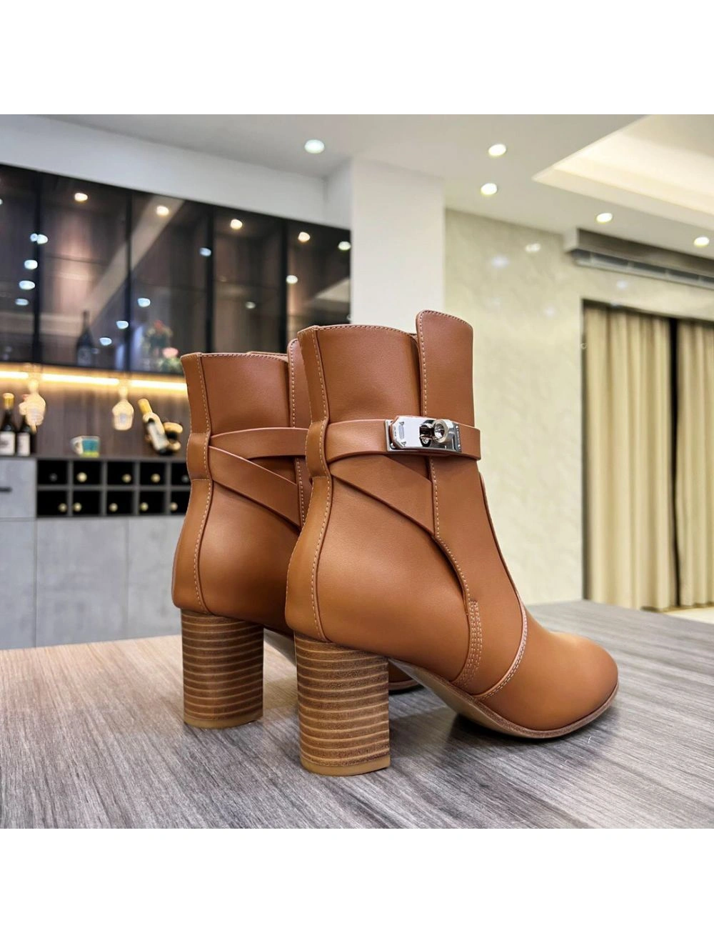 Hermes Frenchie 50mm Ankle Boots In Brown Calfskin