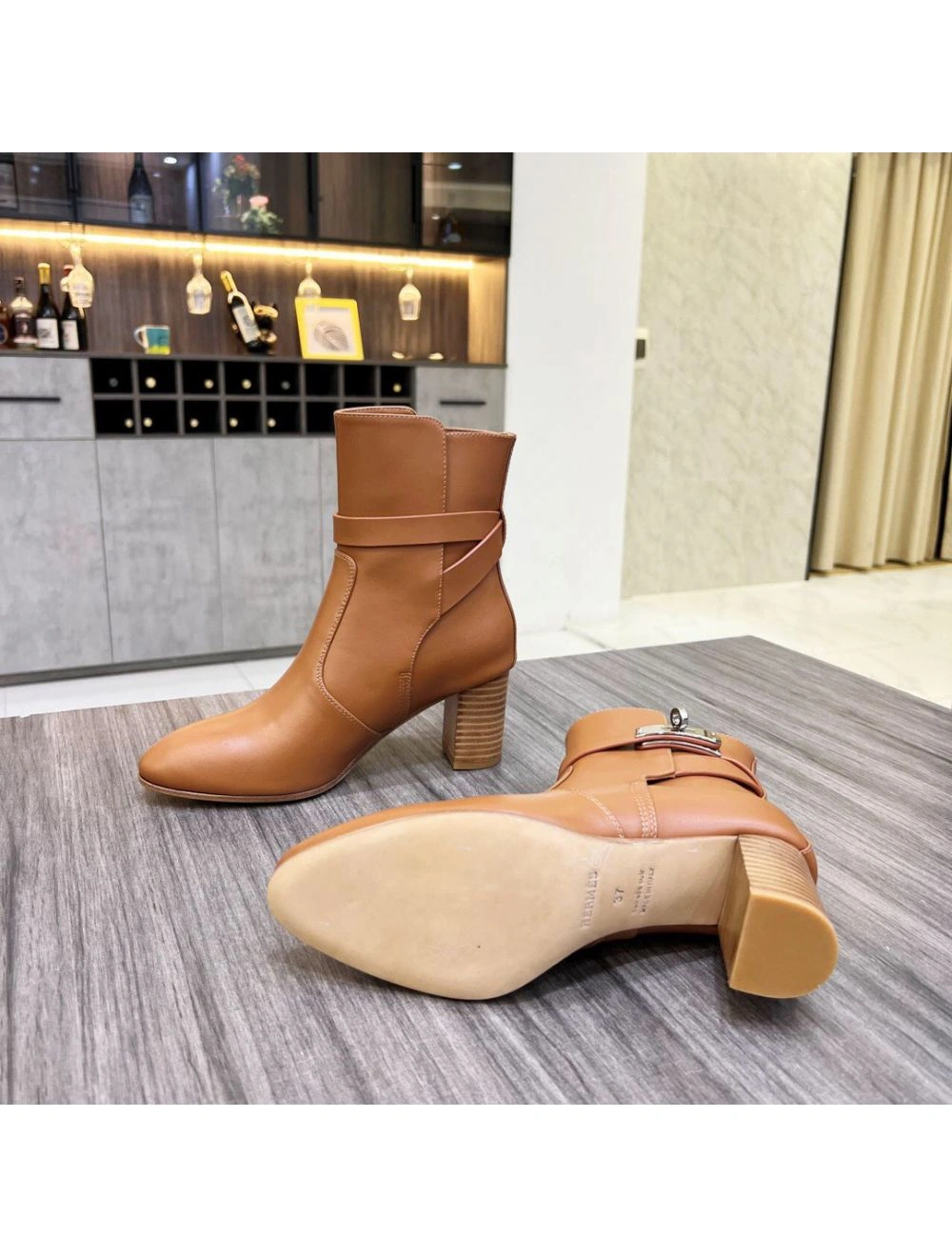 Hermes Frenchie 50mm Ankle Boots In Brown Calfskin