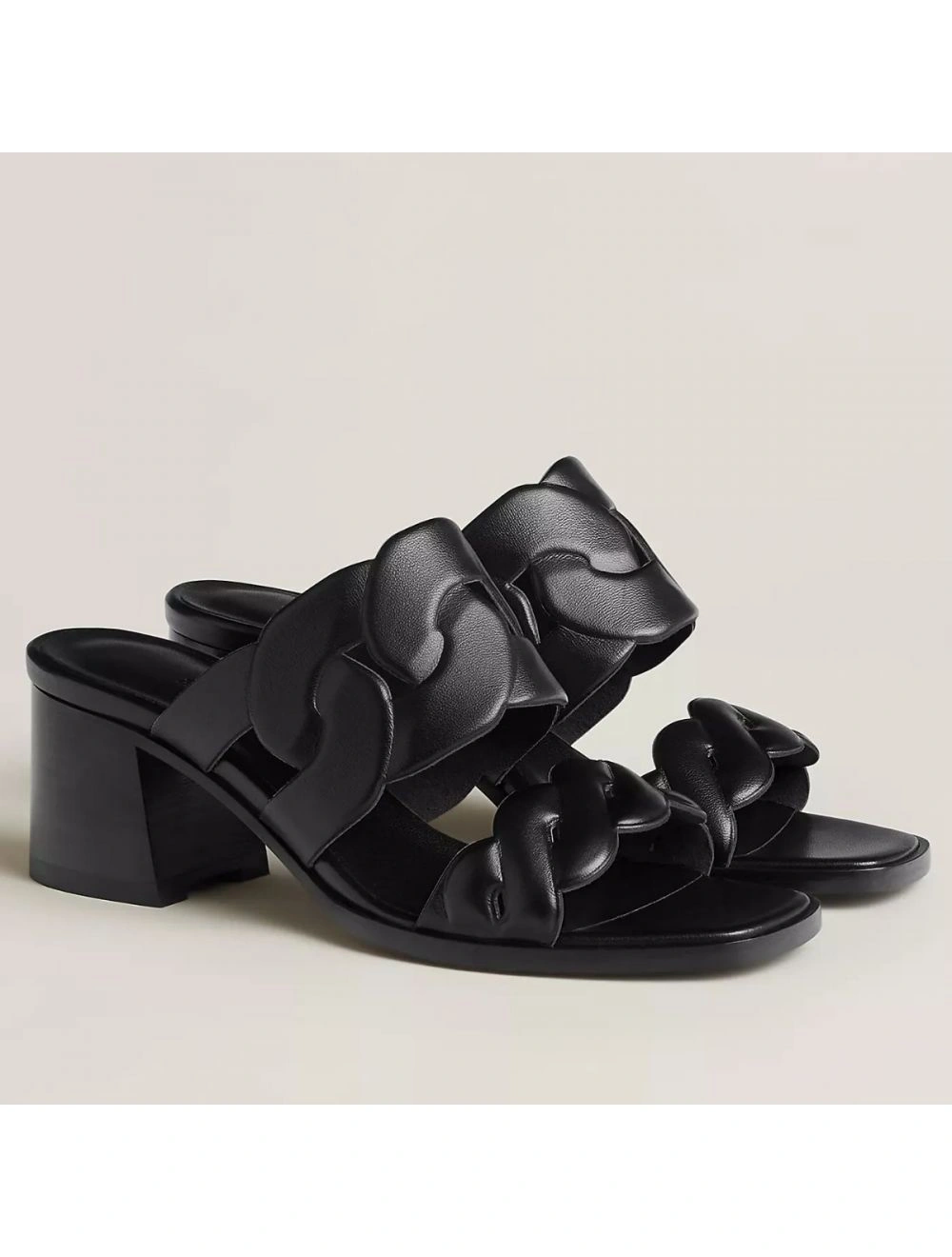 Hermes Gaby Sandals 60mm in Black Nappa Leather