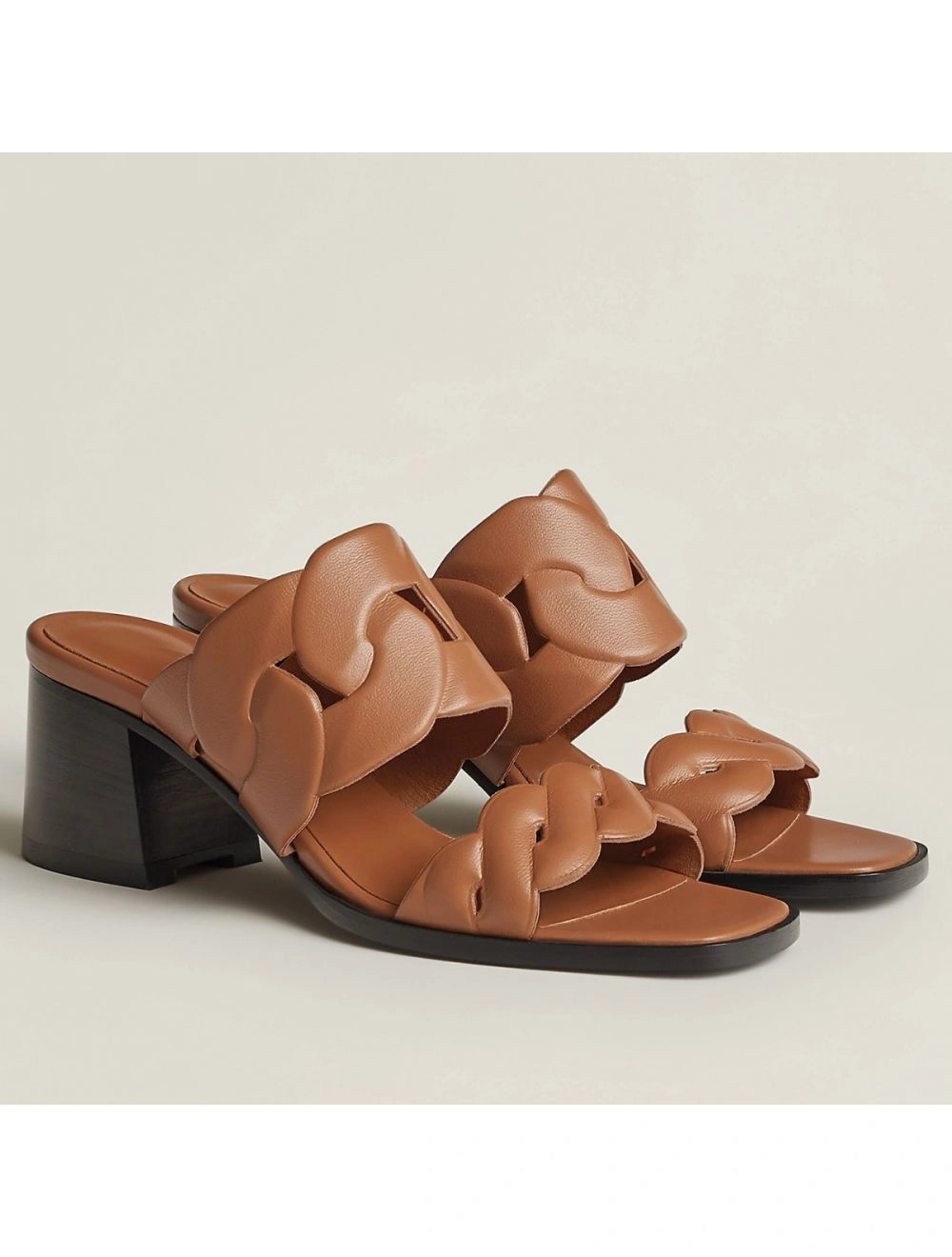 Hermes Gaby Sandals 60mm in Brown Nappa Leather