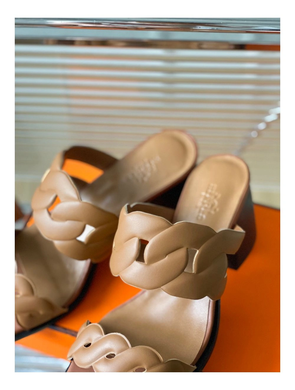 Hermes Gaby Sandals 60mm in Brown Nappa Leather