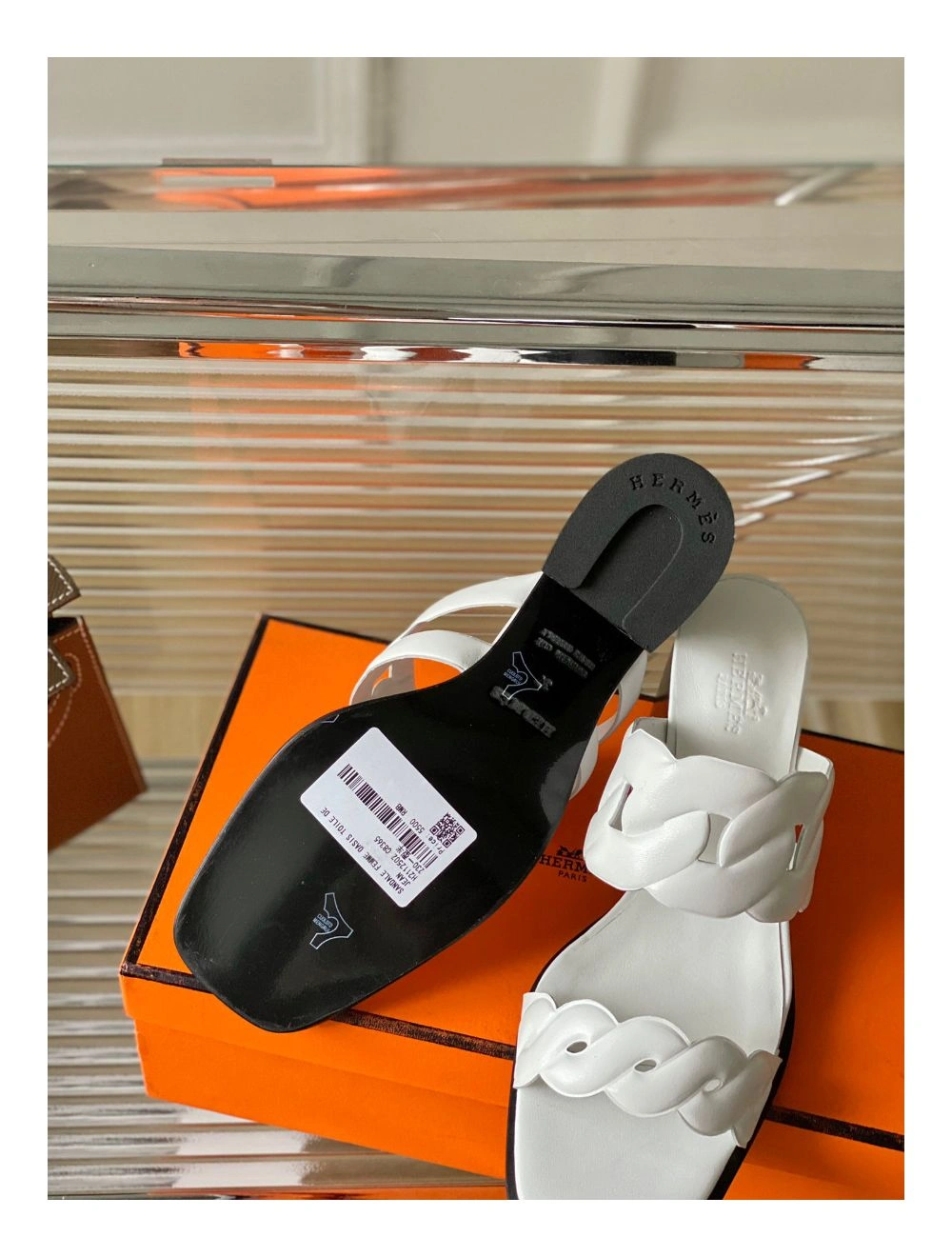 Hermes Gaby Sandals 60mm in White Nappa Leather