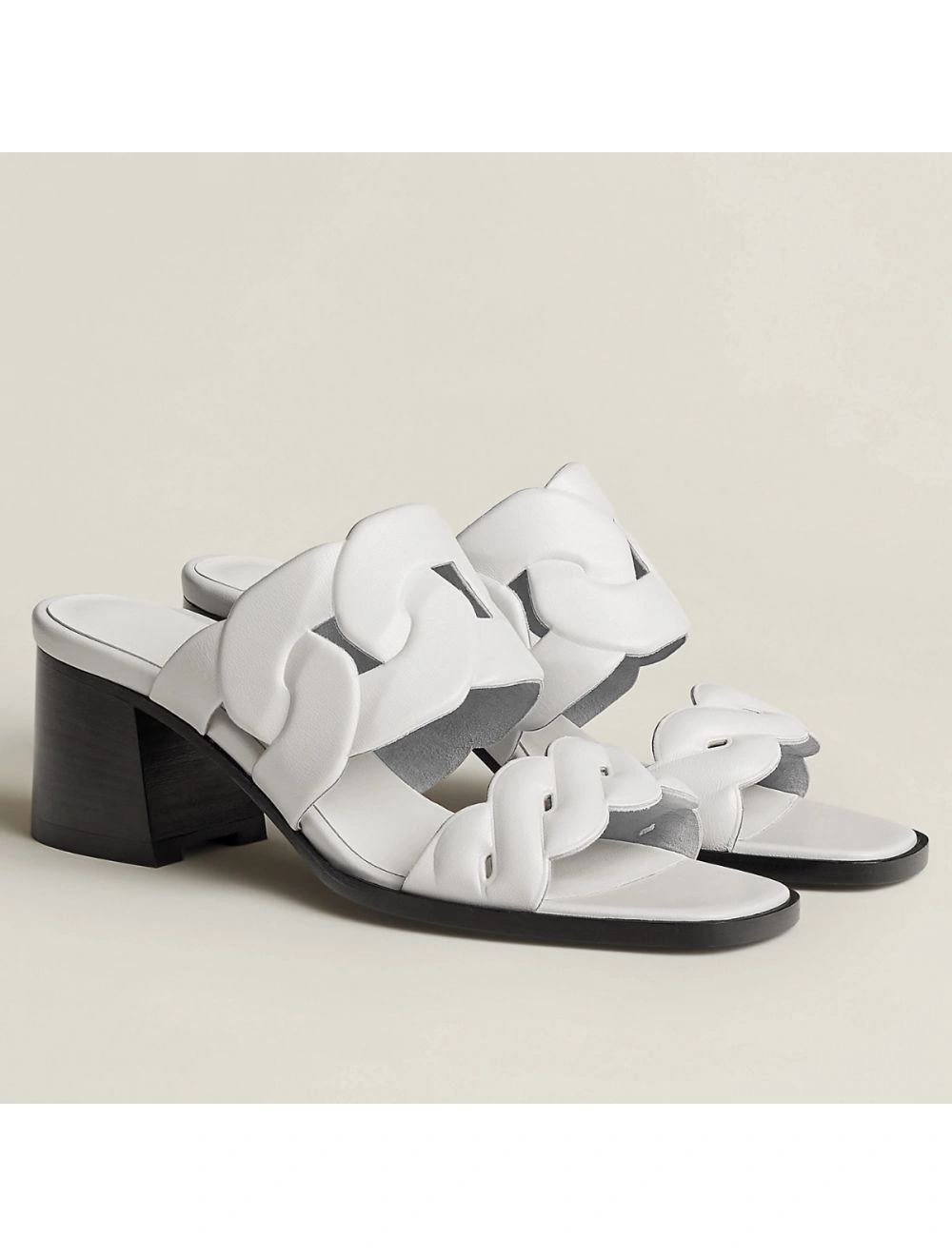 Hermes Gaby Sandals 60mm in White Nappa Leather