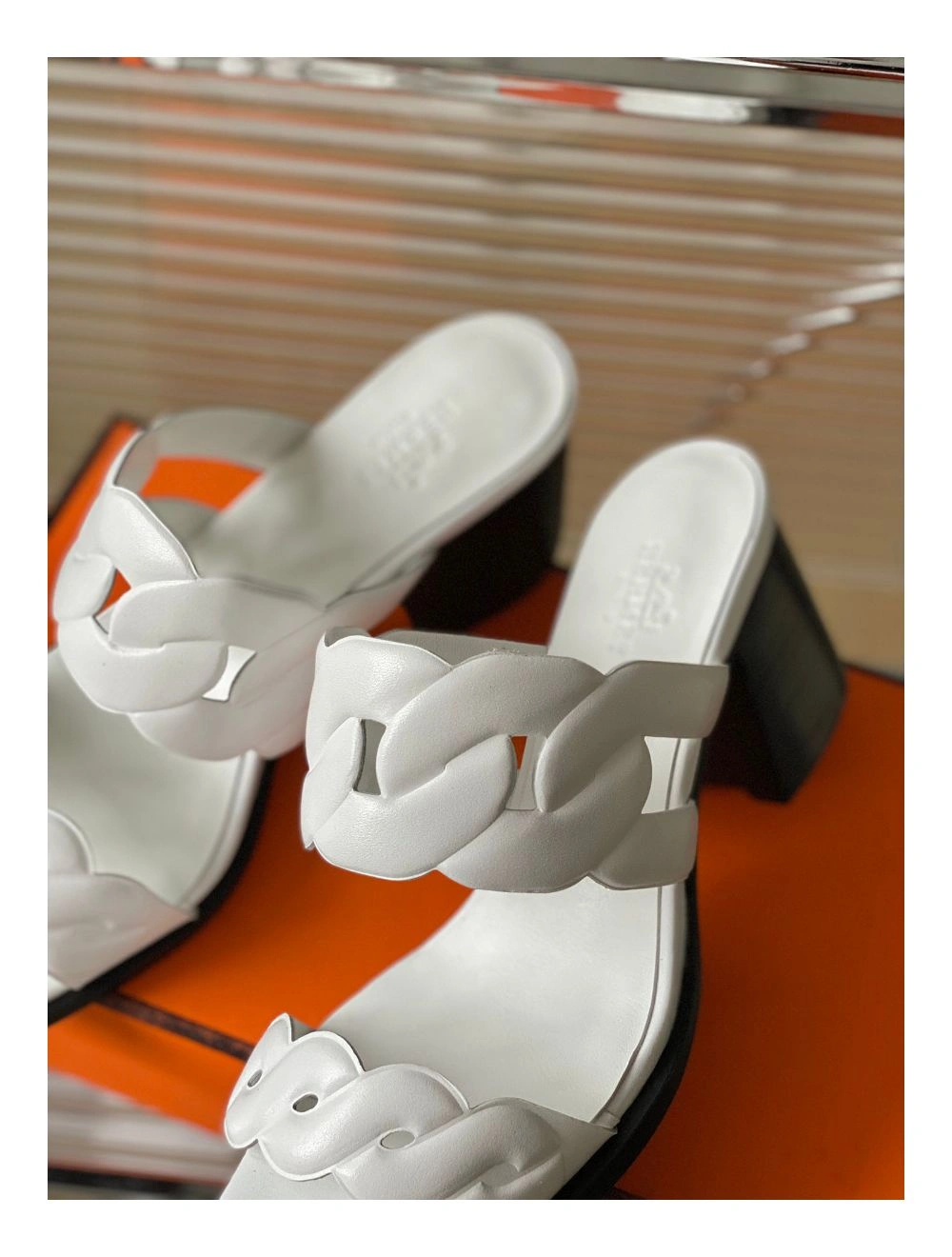Hermes Gaby Sandals 60mm in White Nappa Leather