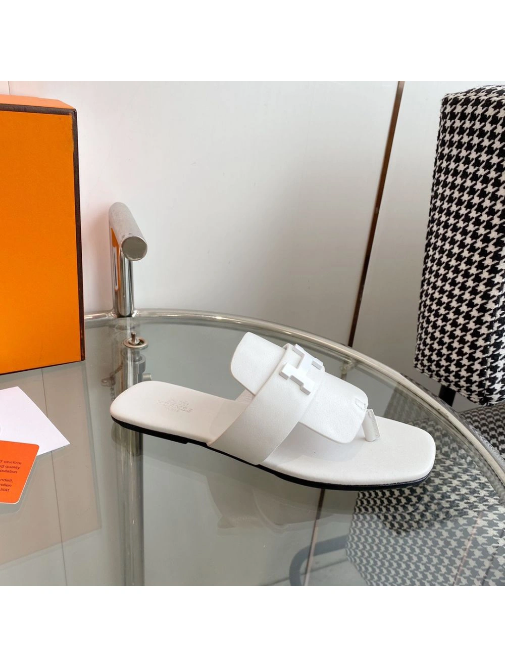 Hermes Galerie Sandals In White Calfskin