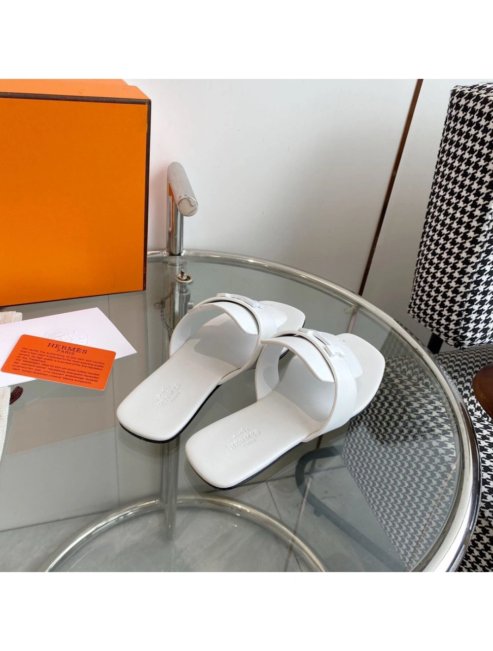 Hermes Galerie Sandals In White Calfskin