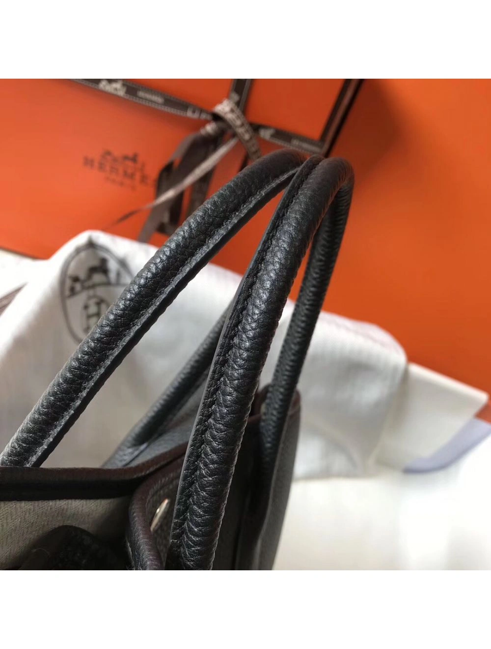 Hermes Garden Party 30 Bag In Black Taurillon Leather