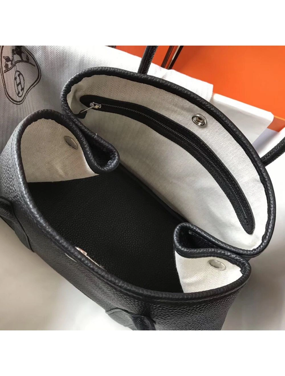 Hermes Garden Party 30 Bag In Black Taurillon Leather