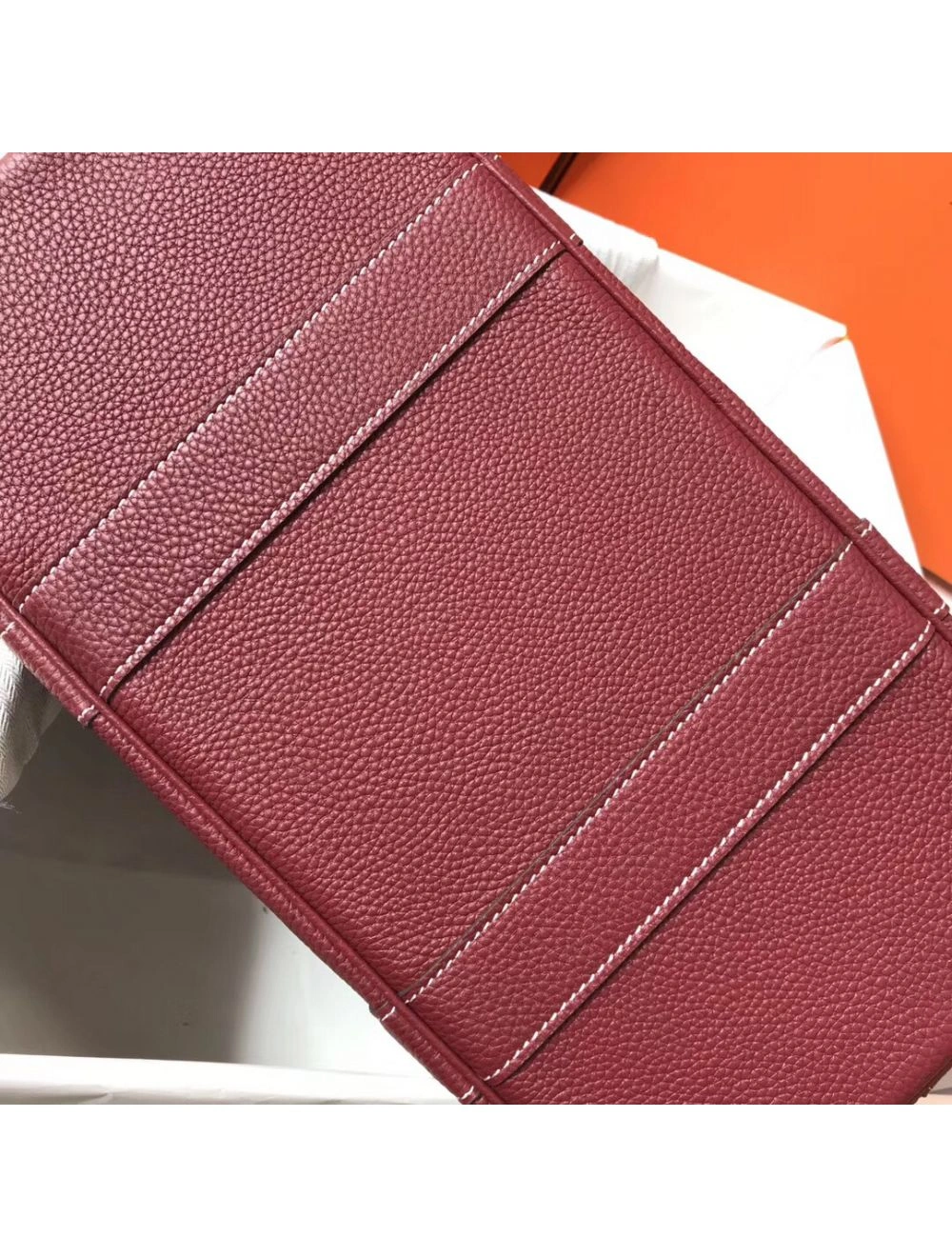Hermes Garden Party 30 Bag In Bordeaux Taurillon Leather