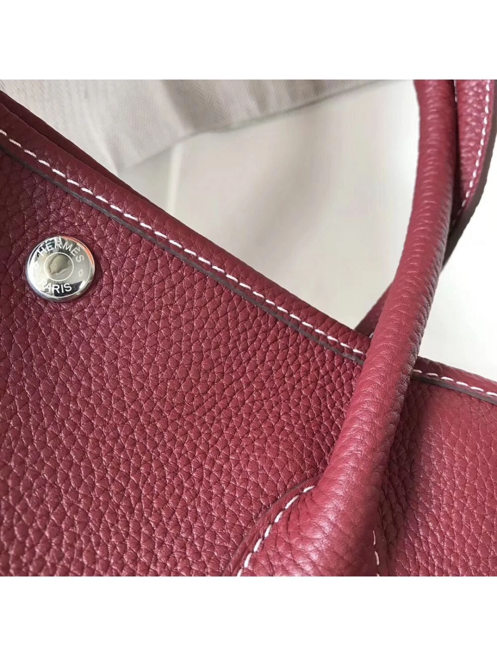 Hermes Garden Party 30 Bag In Bordeaux Taurillon Leather