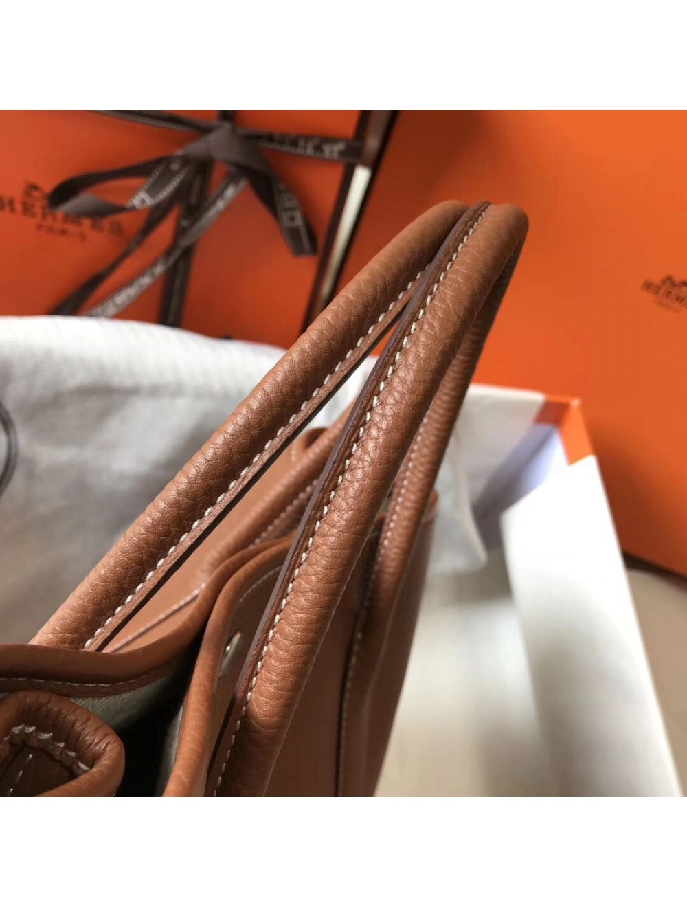 Hermes Garden Party 30 Bag In Gold Taurillon Leather