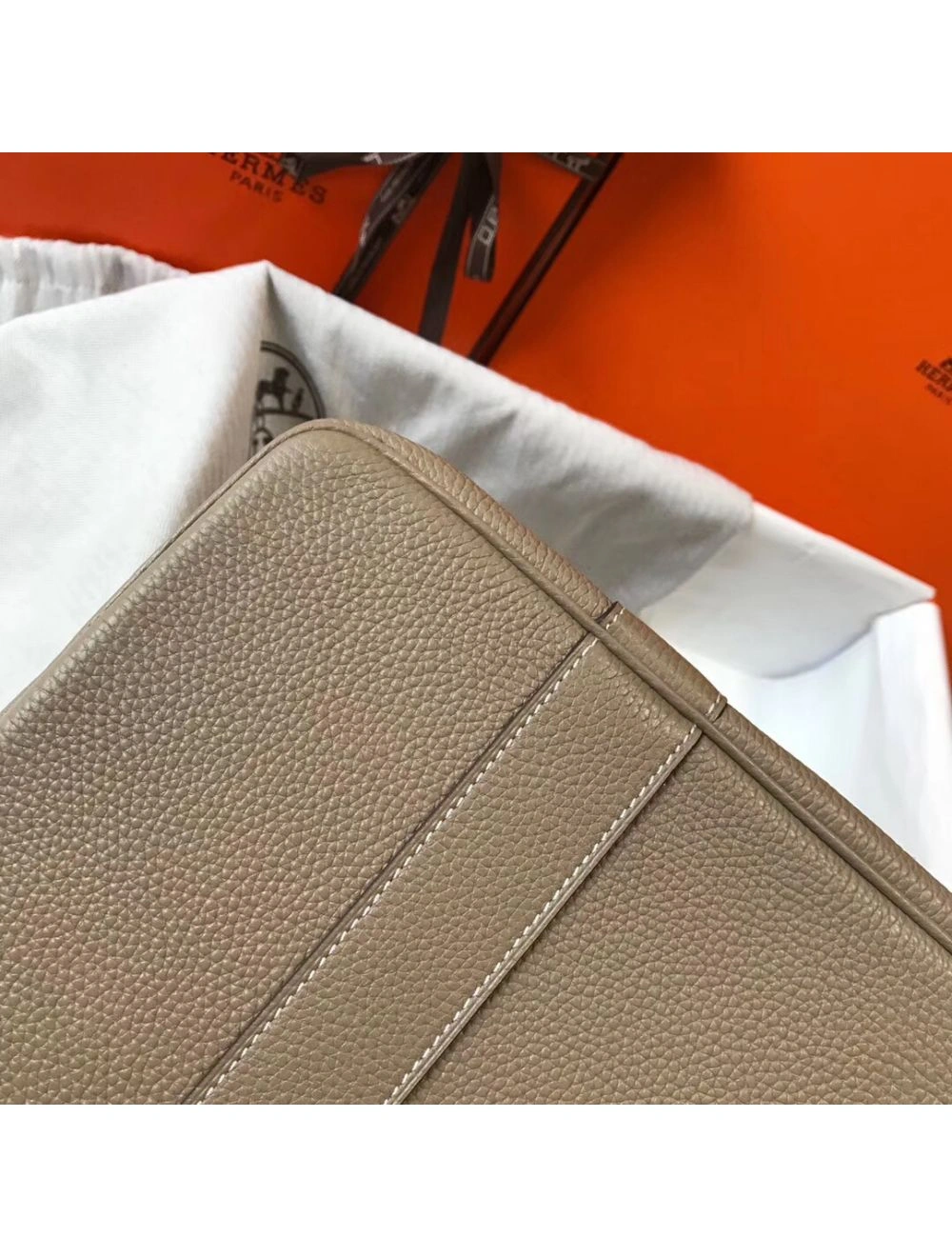 Hermes Garden Party 30 Bag In Grey Taurillon Leather