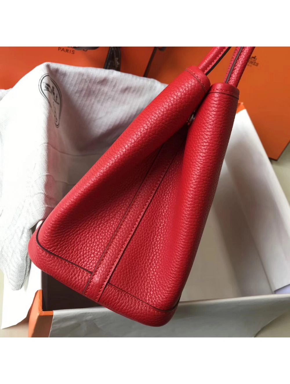 Hermes Garden Party 30 Bag In Red Taurillon Leather