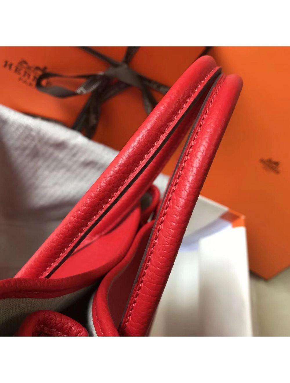 Hermes Garden Party 30 Bag In Red Taurillon Leather