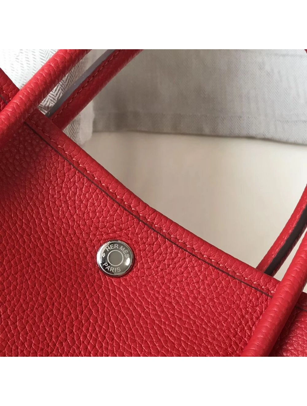 Hermes Garden Party 30 Bag In Red Taurillon Leather